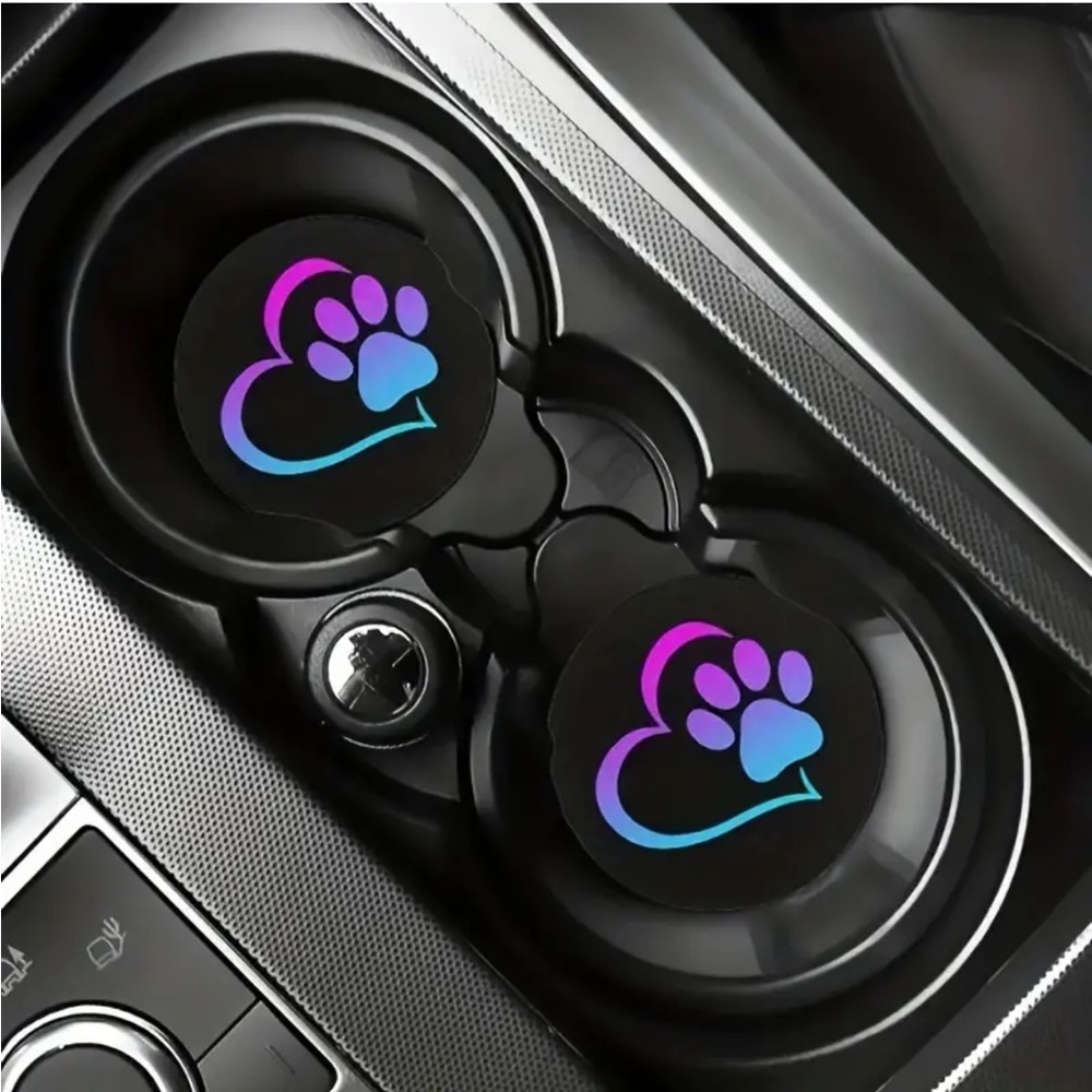 Paw Print Car Coaster Set, 2pcs